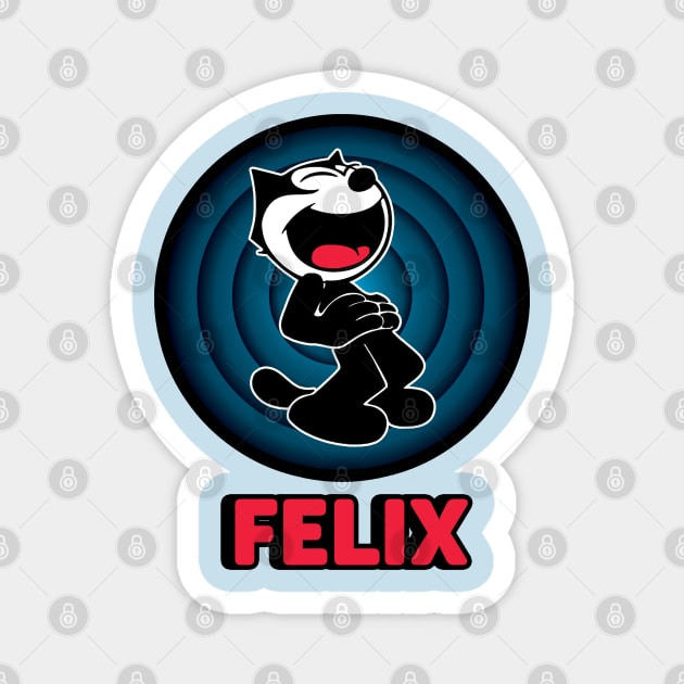 Felix the Cartoon | Cat Arms Outstretched Red Vintage Retro Magnet by VogueTime