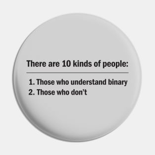 10 Kinds of People - Black Text Pin