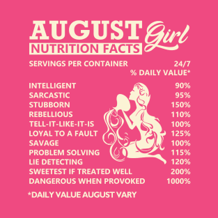 August Girl Nutrition Facts Servings Per Container T-Shirt