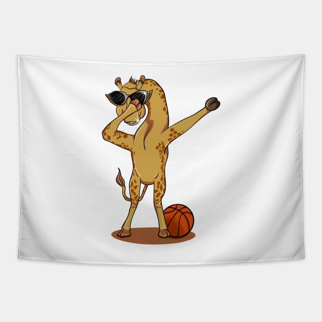 'Dabbing Giraffe Basketball' Funny Dabbing Gift Tapestry by ourwackyhome