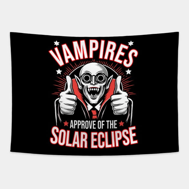 Vampires Approve of the Solar Eclipse 2024 Tapestry by Julio Regis