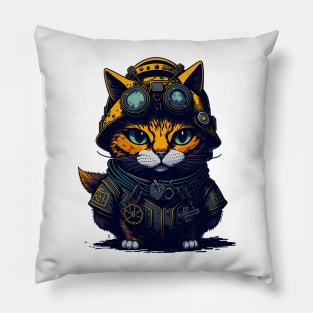 Cat construction illustration Pillow