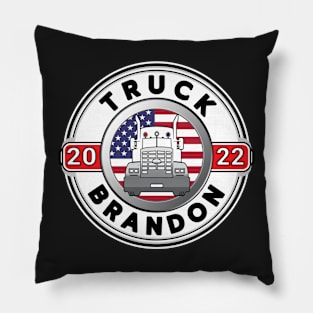 FREEDOM CONVOY USA  TRUCK BRANDON - TRUCKERS FOR FREEDOM - USA FREEDOM CONVOY 2022 WHITE ROUND BLACK LETTERS Pillow