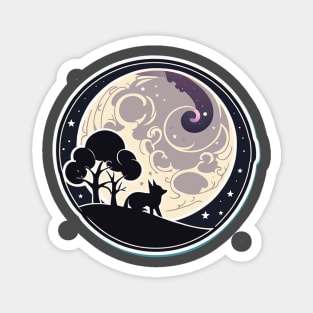 Magical fox and moon dark silhouette design Magnet