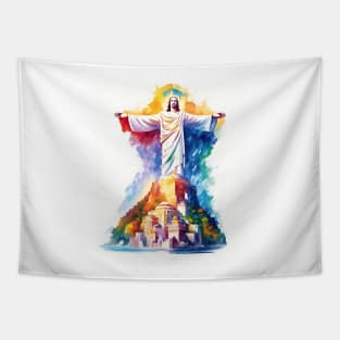 Christ The Redeemer In Watercolor Style - Ai Art Tapestry