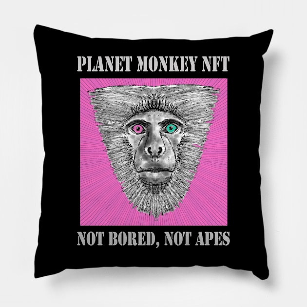 On Planet Monkey nft Collection Not Bored Apes Pillow by PlanetMonkey