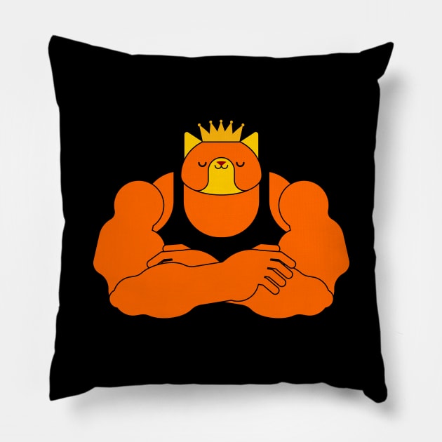 Cat Bodybuilder Strong Man King Gym Trainer Gift Pillow by Onceer