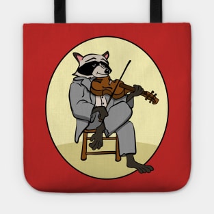 Funny Raccoon Playing Fiddle Violin Tote