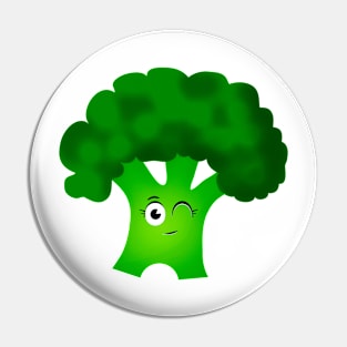 Winking broccoli Pin