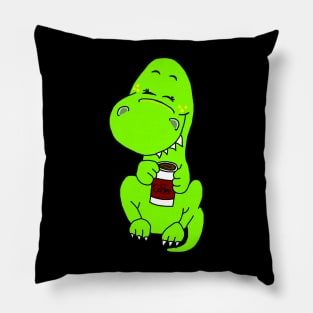 Happy Caffeinated Dinosaur Pillow