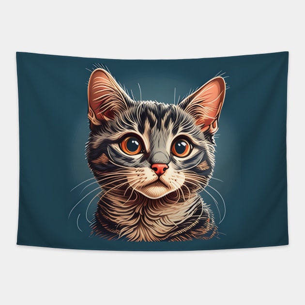 Retro Cute Cat Vintage Style Funny Cat - Love Cats Tapestry by Felix Rivera