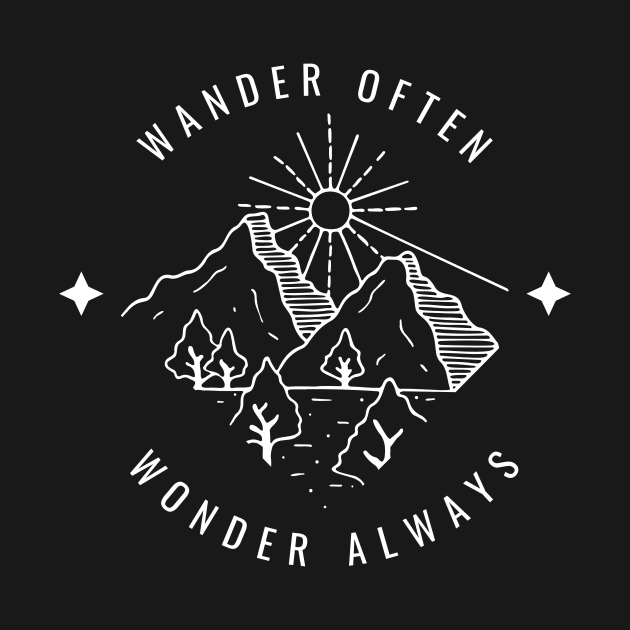 Wander often, wonder always T-shirt print | Travel and Adventures by Monkey Mindset
