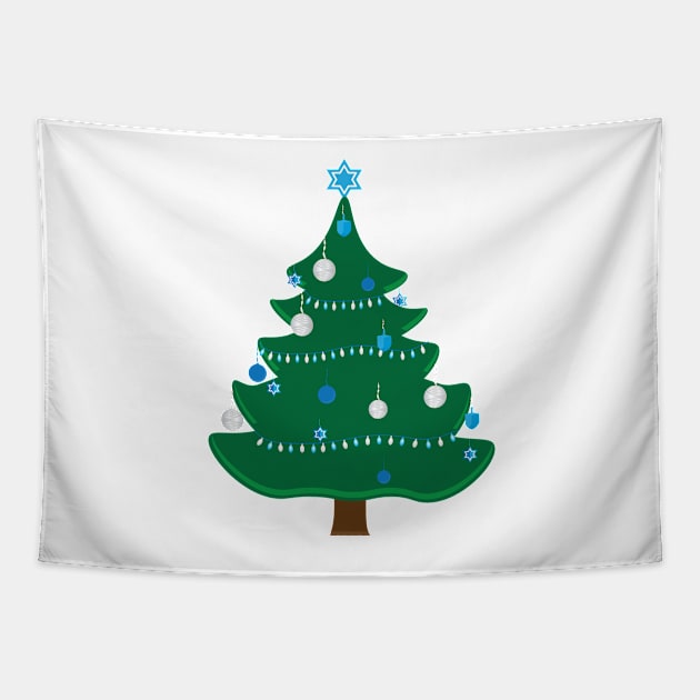 Decorated Jewish Hanukkah Christmas tree Tapestry by sigdesign