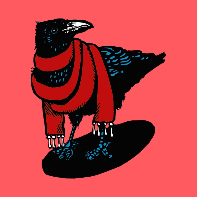 Big Red Scarfed Crow by LiquoriceLino