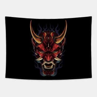 Red Oni Mask Tapestry