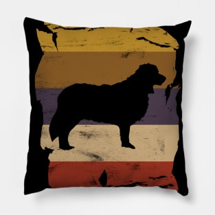 Border Collie Distressed Vintage Retro Silhouette Pillow