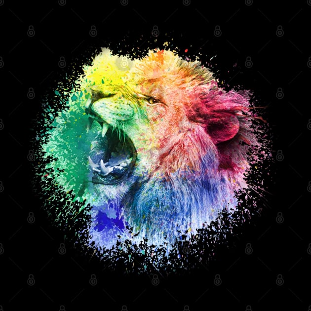 Colorful Angry Lion Head by anbartshirts