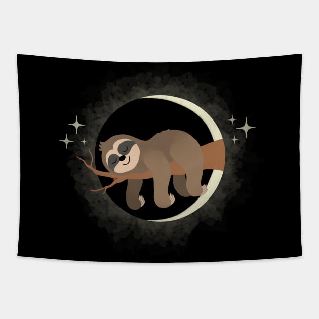 Lazy Sloth Solar Eclipse Tapestry by pako-valor