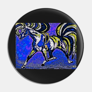 Run Pony Run Mosaic Abstract Blue Pin