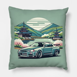 Green Skyline R34 Pillow