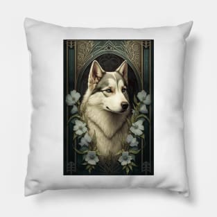 Siberian Husky - Art Nouveau Style Pillow