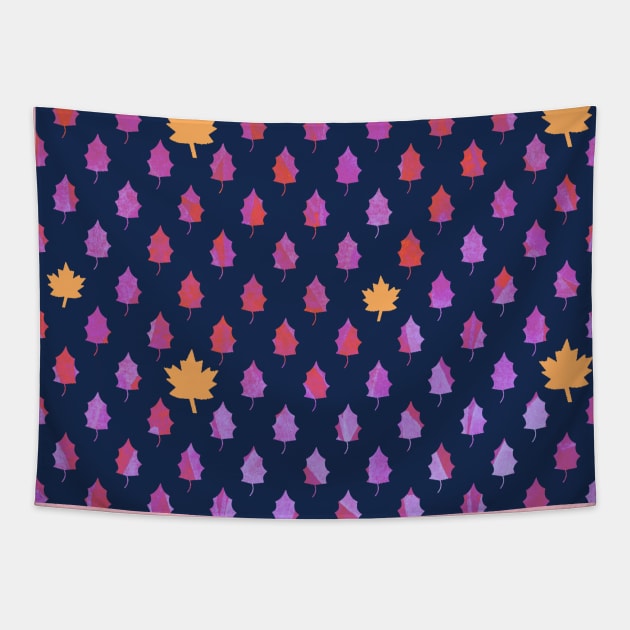 Autumn Leaves to Violet Winter Trees Tapestry by sandpaperdaisy