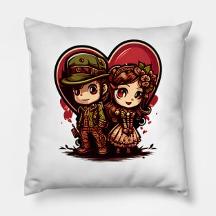 Elegantly dressed 19th century couple on Valentine's Day Pillow