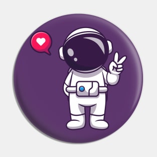 Cute Astronaut - Spaceman Peace Sign Pin