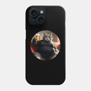 Fat cat with glass of beer Phone Case