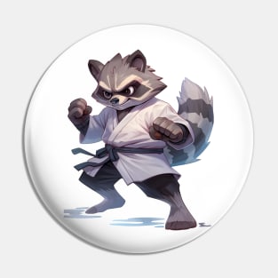 Kawaii Style Karate Master raccoon Pin