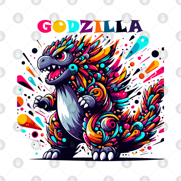 colorful godzilla art by AOAOCreation