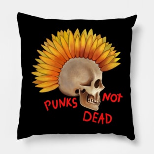 Punks not dead skull sunflower Pillow