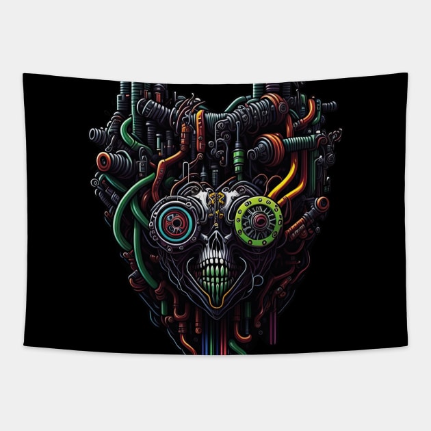 Cyborg Hearts Tapestry by Houerd