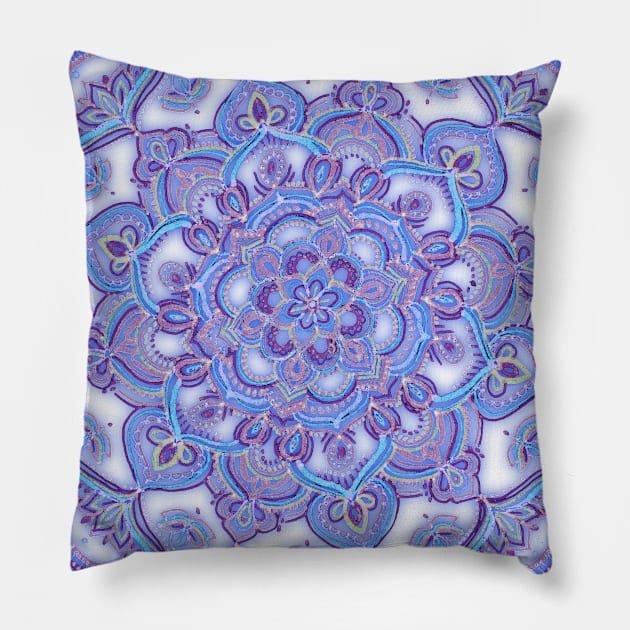 Lilac Spring Doodle Flower Pillow by micklyn