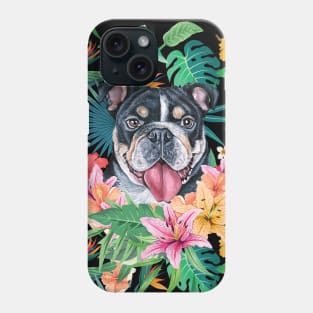 Tropical Black Tri Color English British Bulldog Phone Case