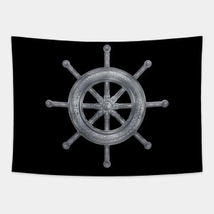 Dharma Wheel - Dharmachakra  Silver Metallic embossed Tapestry