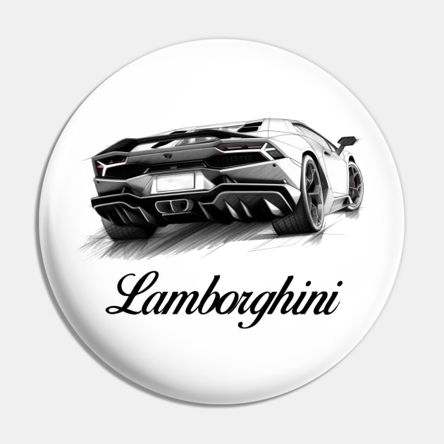 Lamborghini Sketch Pin by theprintculturecollective