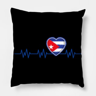 Cuba Heartbeat Flag Pulse Cuban Nationality Pillow