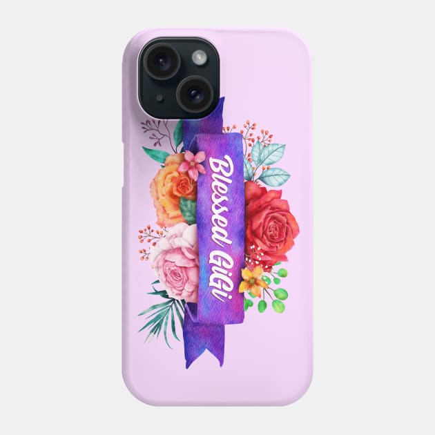 Blessed GiGi Floral Design with Watercolor Roses Phone Case by g14u