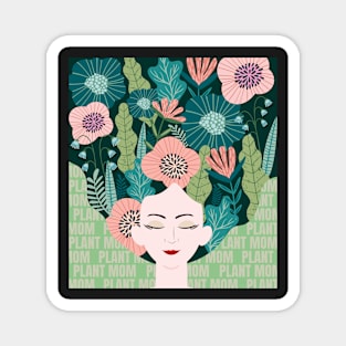 Plant Mom Plant Lady colorful plant design Magnet