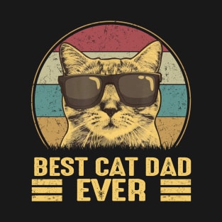 Vintage Best Cat Dad Ever Bump Fist Cool Shirt T-Shirt