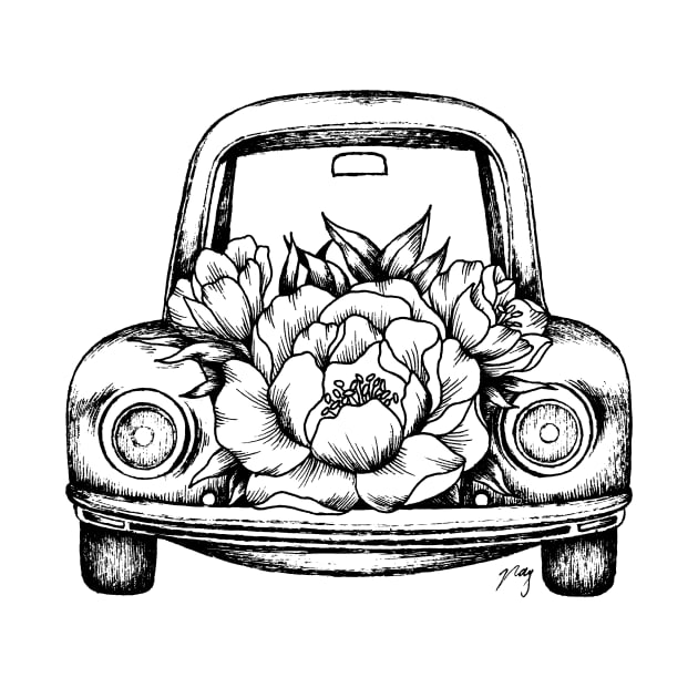 Floral Vintage Car I by Akbaly