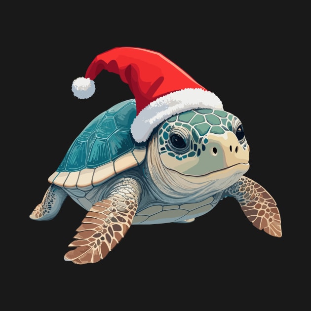 Christmas Santa Hat Sea Turtle Kids Family Mom Merry Xmas by AimArtStudio