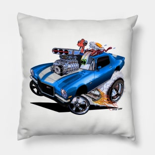 FULL BLOWN 71 Camaro Blue white stripe Pillow