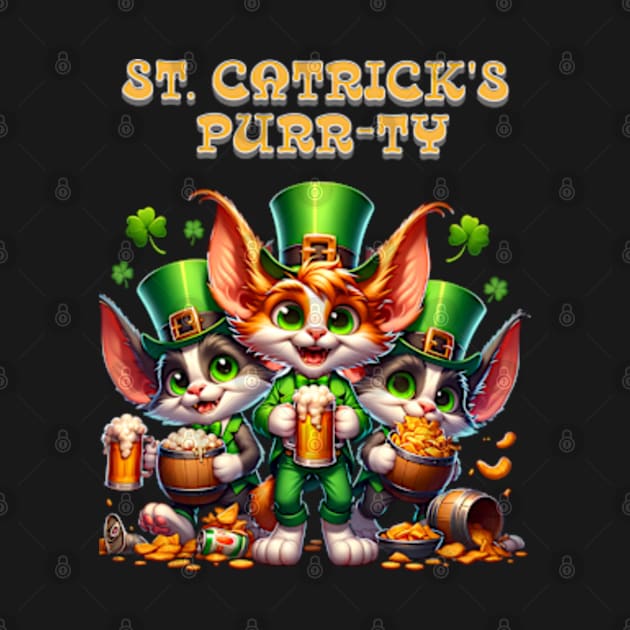 St Patricks day leprechaun cats - St. Catrick‘s Purr-ty by BrisaArtPrints