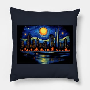 Oklahoma City Skyline 3D Starlit Harmony under the Cosmic Canopy Pillow