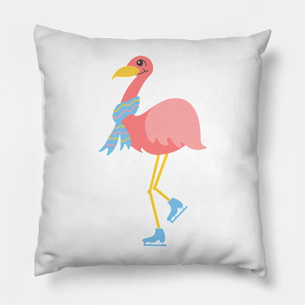 Cute Pink Flamingo With a Scarf Pillow by FunnyMoonCosmic