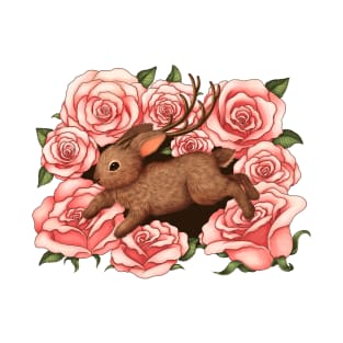 Jackalope With Roses T-Shirt