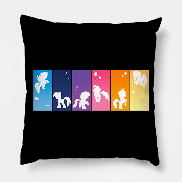 Rainbow Ponies Pillow by CherryGarcia