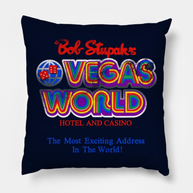 Vintage Vegas World Hotel and Casino Las Vegas Pillow by StudioPM71